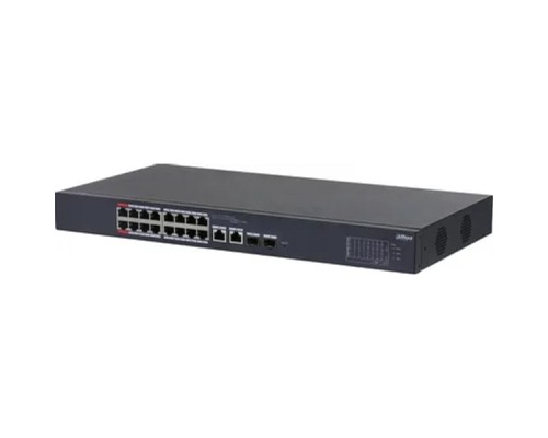 [Коммутаторы] DAHUA DH-CS4218-16ET-135 16-портовый PoE коммутатор с облачным управлением, 16xRJ45 100Mb, 2хКомбо SFP/RJ45 1Gb uplink, суммарно 135Вт, коммутация 7.2 Гбит/с, MAC-таблица 8К