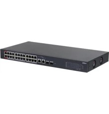 DAHUA DH-CS4226-24ET-240 24-портовый облачный управляемый коммутатор с PoE, 24xRJ45 100Mb, 2хКомбо SFP/RJ45 1Gb, суммарно 240Вт, коммутация 8.8 Гбит/с, MAC-таблица 8К