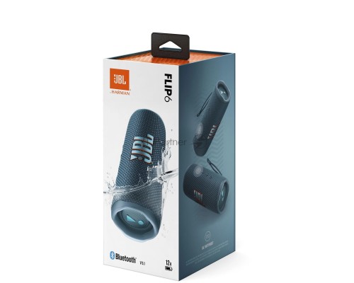 Портативная акустика JBL Flip 6 синий, Bluetooth 5.1, время воспроизведения 12 ч, емкость аккумулятора 4800 mAh, время заряда 2,5 ч, цвет синий