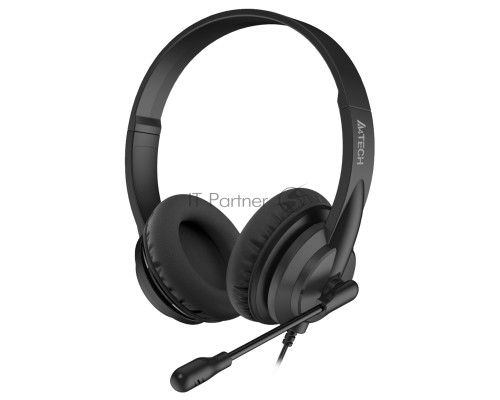 Наушники с микрофоном A4Tech HU-10 черный 2м накладные USB оголовье