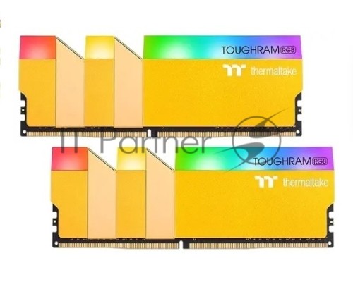 Оперативная память Thermaltake 16GB DDR4 3600 DIMM TOUGHRAM RGB Metallic Gold Gaming Memory RG26D408GX2-3600C18A Non-ECC, CL18, 1.35V, Heat Shield, XMP 2.0, Kit (2x8GB), RTL (528313)