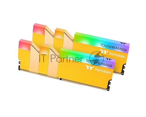 Оперативная память Thermaltake 16GB DDR4 3600 DIMM TOUGHRAM RGB Metallic Gold Gaming Memory RG26D408GX2-3600C18A Non-ECC, CL18, 1.35V, Heat Shield, XMP 2.0, Kit (2x8GB), RTL (528313)