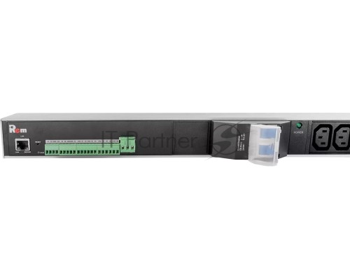 Блок силовых розеток Rem, IEC 60320 С13 х 12, IEC 60320 С19 х 8, вход колодка, 1863х45х60 мм (ВхШхГ), 32А, автомат, алюминий, с мониторингом