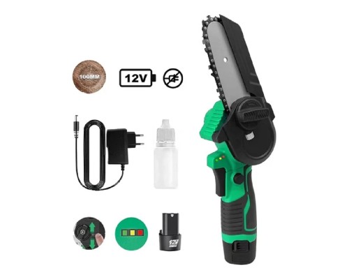 [Садовые пилы] Zitrek GreenSaw 12 Пила цепная аккумуляторная [082-1859] { 12В, 1,5Ач Li-ion аккум. 2шт, ЗУ }