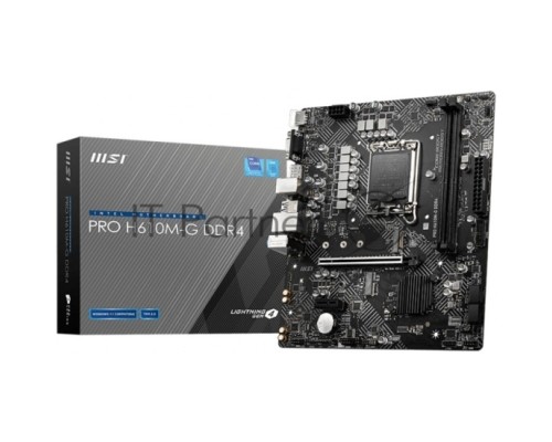 Материнская плата MSI PRO H610M-G DDR4, LGA 1700, Intel H610, 2xDDR4, 4xSATA, 1xM.2, 1xPCI-E 4.0 x16, 1xPCI-E 3.0 x1, 1xHDMI, 1xDisplayPort, 1xVGA, 1xRJ45 1Gb, 2xUSB-A 3.2 Gen 1, 4xUSB-A 2.0, 3x3.5мм, 7.1, Micro-ATX