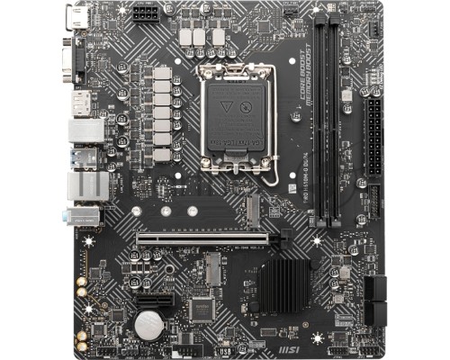 Материнская плата MSI PRO H610M-G DDR4, LGA 1700, Intel H610, 2xDDR4, 4xSATA, 1xM.2, 1xPCI-E 4.0 x16, 1xPCI-E 3.0 x1, 1xHDMI, 1xDisplayPort, 1xVGA, 1xRJ45 1Gb, 2xUSB-A 3.2 Gen 1, 4xUSB-A 2.0, 3x3.5мм, 7.1, Micro-ATX