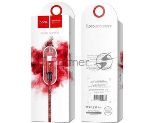 Кабель HOCO X14 красный-черный HC-62837 USB - Lightning, 1m, 2A, Нейлон
