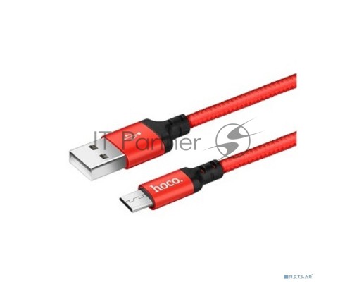 Кабель HOCO X14 красный/черный HC-62851, USB - microUSB, 1m, 2A, Нейлон