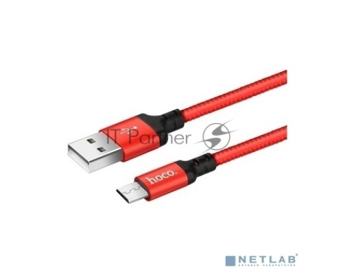 Кабель HOCO X14 красный/черный HC-62912 USB - microUSB, 2m, 1.7A, Нейлон