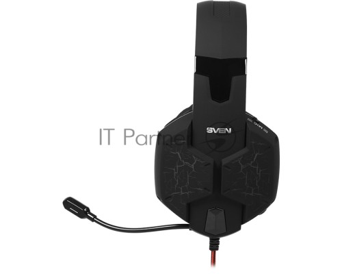 Игровые наушники с микрофоном SVEN AP-U988MV, черный-красный (USB, LED, 7.1)