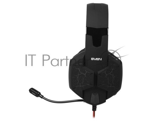 Игровые наушники с микрофоном SVEN AP-U988MV, черный-красный (USB, LED, 7.1)