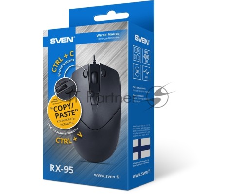 Мышь проводная SVEN RX-95 черный, 4000 dpi, USB, кнопки - 6