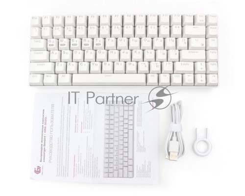 Клавиатура беспроводная механическая Gembird KBW-G520L (бел), BT 5.0/2,4 ГГц/USB, мет, переключатели Outemu Blue,
