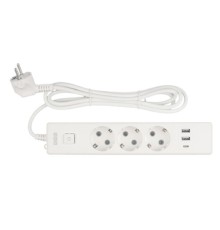 PowerCube Бытовой удлинитель (PC-5-2M) 3р с/з вык.,3USB, 3500 Вт, 16А, 1.9 м, 3*1,0 (белый) {22302}