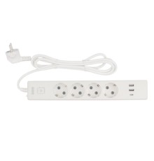 PowerCube Бытовой удлинитель (PC-6-2M) 4р с/з вык.,3USB, 3500 Вт, 16А, 1.9 м, 3*1,0 (белый) {22305}