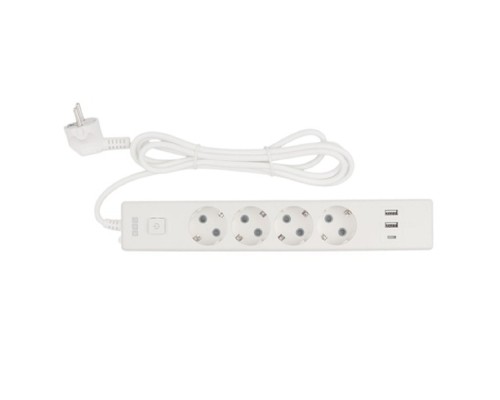 [Сетевые фильтры] PowerCube Бытовой удлинитель (PC-6-2M) 4р с/з вык.,3USB, 3500 Вт, 16А, 1.9 м, 3*1,0 (белый) {22305}
