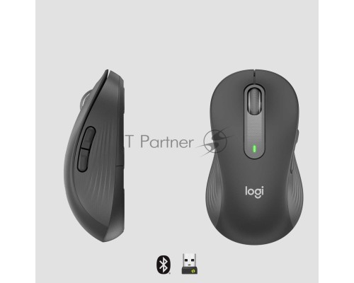 Мышь беспроводная Logitech Signature M650 L LEFT графитовый, 4000 dpi, радиоканал, Bluetooth, USB, кнопки - 5