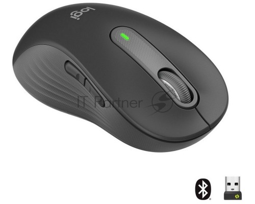 Мышь беспроводная Logitech Signature M650 L LEFT графитовый, 4000 dpi, радиоканал, Bluetooth, USB, кнопки - 5