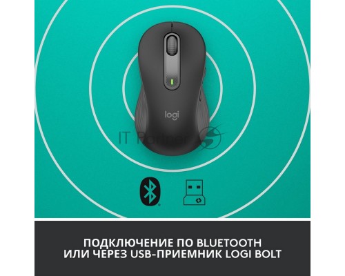Мышь беспроводная Logitech Signature M650 L LEFT графитовый, 4000 dpi, радиоканал, Bluetooth, USB, кнопки - 5
