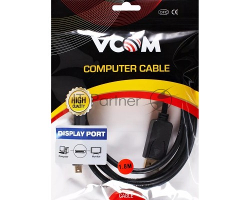 Кабель-переходник Mini DisplayPort M -> Display Port M  4K*60 Hz 1,8м VCOM <CG682-1.8M>