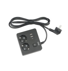 PowerCube Бытовой удлинитель (PC-1B-2M) 2р с/з вык.,3USB, 3500 Вт, 16А, 1.9 м, 3*1,0 (черный) квадрат {22308}