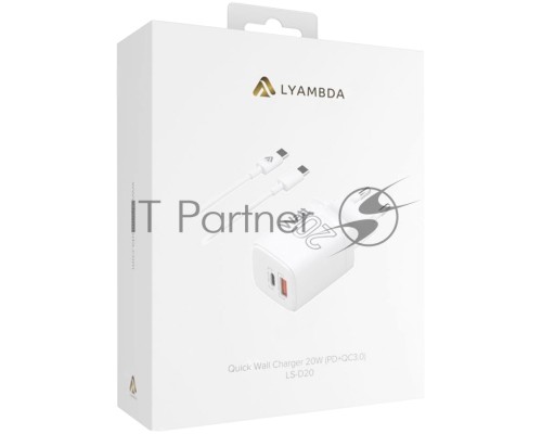 Cетевое зарядное устройство Lyambda 20Вт c 2-мя выходами (PD+QC3.0) LS-D20
