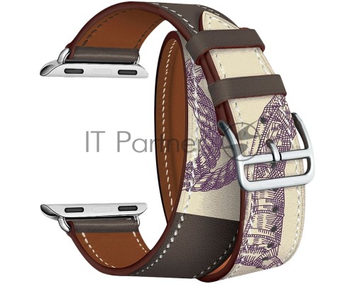 Кожаный ремешок в два оборота для Apple Watch 38/40 mm LYAMBDA MERIDIANA LWA-01-40-GRP Gray/Beige rope