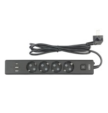 PowerCube Бытовой удлинитель (PC-7B-2M) 4р с/з вык.,3USB, 3500 Вт, 16А, 1.9 м, 3*1,0 (черный) {22313}