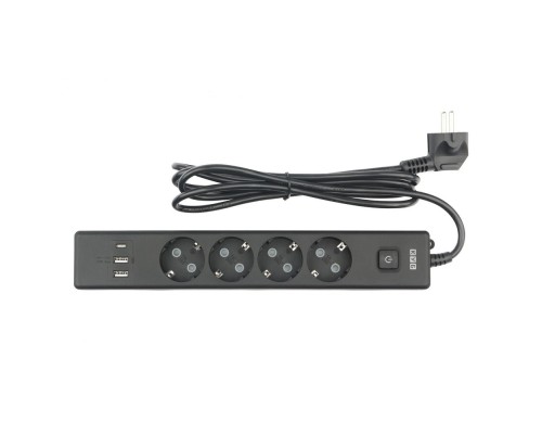 [Сетевые фильтры] PowerCube Бытовой удлинитель (PC-7B-2M) 4р с/з вык.,3USB, 3500 Вт, 16А, 1.9 м, 3*1,0 (черный) {22313}