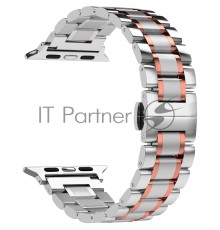 Универсальный ремешок из нержавеющей стали для часов 22 mm LYAMBDA CETUS DSG-11-22-SR Silver/Rose Gold