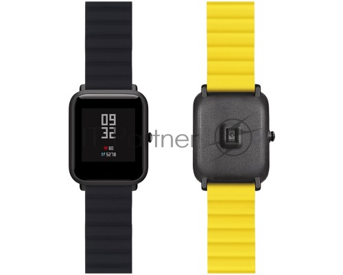 Универсальный силиконовый ремешок для часов 20 mm LYAMBDA ACRUX DSJ-32-20-BY Black/Yellow