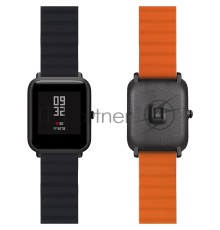 Универсальный силиконовый ремешок для часов 22 mm LYAMBDA ACRUX DSJ-32-22-BO Black/Orange