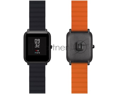 Универсальный силиконовый ремешок для часов 22 mm LYAMBDA ACRUX DSJ-32-22-BO Black/Orange