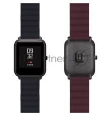 Универсальный силиконовый ремешок для часов 22 mm LYAMBDA ACRUX DSJ-32-22-BW Black/Wine red