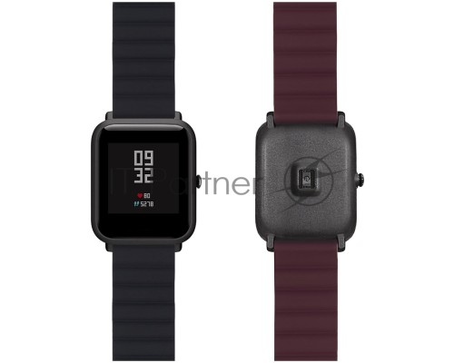 Универсальный силиконовый ремешок для часов 22 mm LYAMBDA ACRUX DSJ-32-22-BW Black/Wine red