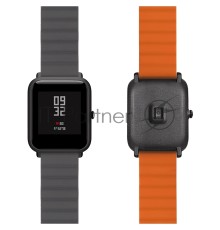 Универсальный силиконовый ремешок для часов 22 mm LYAMBDA ACRUX DSJ-32-22-GO Grey/Orange