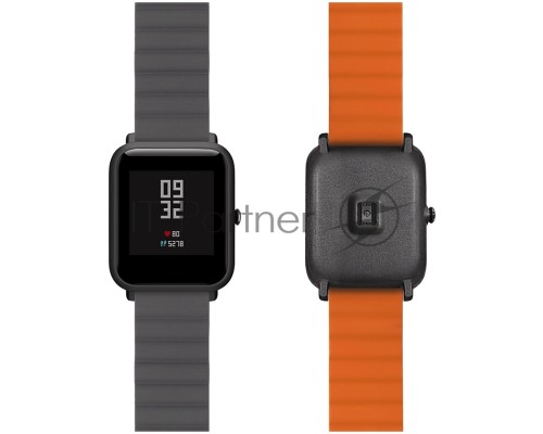 Универсальный силиконовый ремешок для часов 22 mm LYAMBDA ACRUX DSJ-32-22-GO Grey/Orange