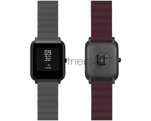 Универсальный силиконовый ремешок для часов 22 mm LYAMBDA ACRUX DSJ-32-22-GW Grey/Wine red