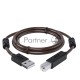 Кабель GCR PROF 2.0m USB 2.0, AM/BM, черно-прозрачный, ферритовые кольца, 28/24 AWG, экран, армированный, морозостойкий, GCR-50603