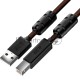 Кабель GCR PROF 2.0m USB 2.0, AM/BM, черно-прозрачный, ферритовые кольца, 28/24 AWG, экран, армированный, морозостойкий, GCR-50603
