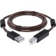 Кабель GCR PROF 2.0m USB 2.0, AM/BM, черно-прозрачный, ферритовые кольца, 28/24 AWG, экран, армированный, морозостойкий, GCR-50603