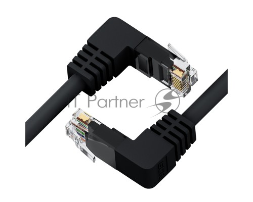 Патч-корд GCR прямой 2.0m UTP кат.5e, черный, нижний/нижний угол, литой, ethernet high speed, RJ45, T568B Патч-корд GCR прямой 2.0m UTP кат.5e, черный, нижний/нижний угол, литой, ethernet high speed, RJ45, T568B