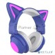 Гарнитура Party Cat mini ВТ 0050 (фиолетово-голубые) c подсветкой, накладная, Bluetooth 5.0+EDR, 360 мА-ч, до 10 часов работы, пластик+экокожа