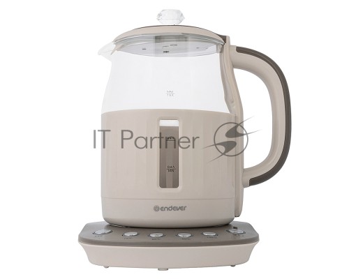 Чайник электрический Endever Skyline KR-365G, бежевый, мощность 1850 Вт, емкость 1,5 л, корпус из пластика, стекла и нержавеющей стали, 6 шт/уп.