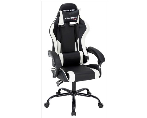 [Офисные кресла] Офисное кресло Chairman CH41 экокожа, черно-белый (7145957)