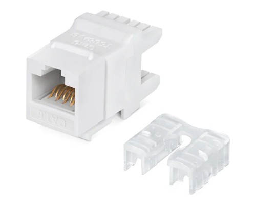 [Розетки и патч-панели] Rexant (02-0250) Модуль Keystone Jack RJ-45(8P8C), UTP неэкранированный, CAT 6, тип 180 градусов, белый PRO