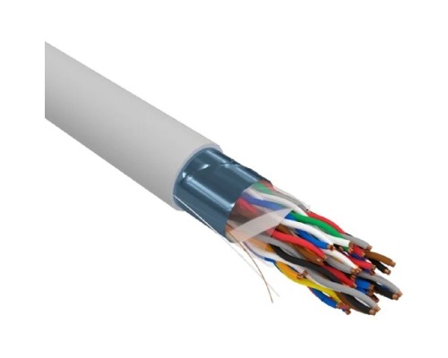 [Экранированная витая пара FTP (бухты)] Rexant (01-1201-R) Кабель витая пара F/UTP, CAT 5е, PVC, 25PR, 24AWG, INDOOR, SOLID, серый, 305м, РФ