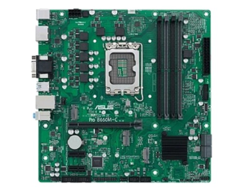 [Материнская плата] ASUS  PRO B660M-C D4-CSM (Socket 1700, mATX, 4xDDR4(128GB), D-SUB/HDMI 2.1/2xDP, 1xPCIe 4.0x16/2xPCIe 3.0, 1xLAN, 4xSATA 6Gb/s, 2xM.2, 2xUSB 3.2, 2xUSB 2.0, 2xPS/2)