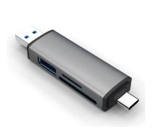 Bion USB Type-C/USB 3.0 (2 в 1) Card reader, microSD/T-Flash/SD/SDHC/SDXC, доп.выход USB 3.0 хаб, поддержка OTG, алюминиевый корпус [BXP-CR-USB3-AC-01]