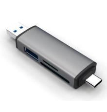 Bion USB Type-C/USB 3.0 (2 в 1) Card reader, microSD/T-Flash/SD/SDHC/SDXC, доп.выход USB 3.0 хаб, поддержка OTG, алюминиевый корпус [BXP-CR-USB3-AC-01]